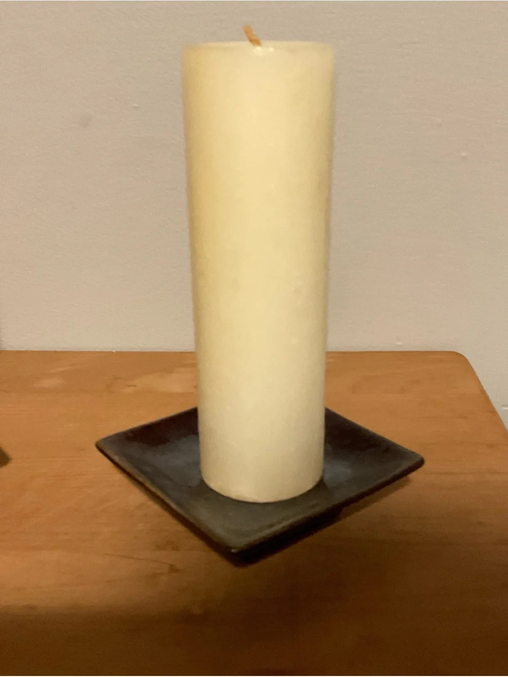 Cream Pillar Candles on Brown Square Holders - Home Accents